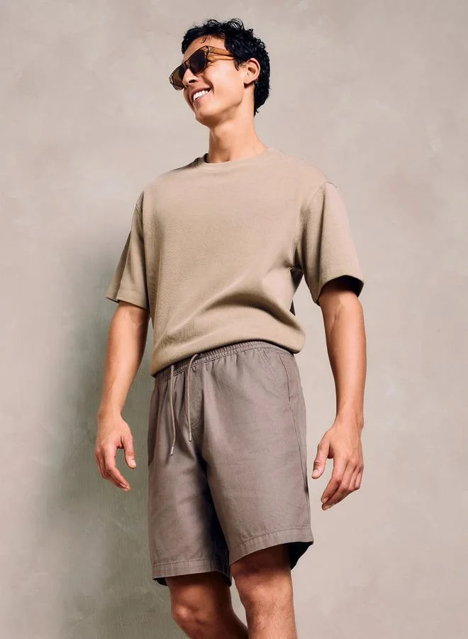 Regular Fit Shorts with Flexi Waist and Pockets