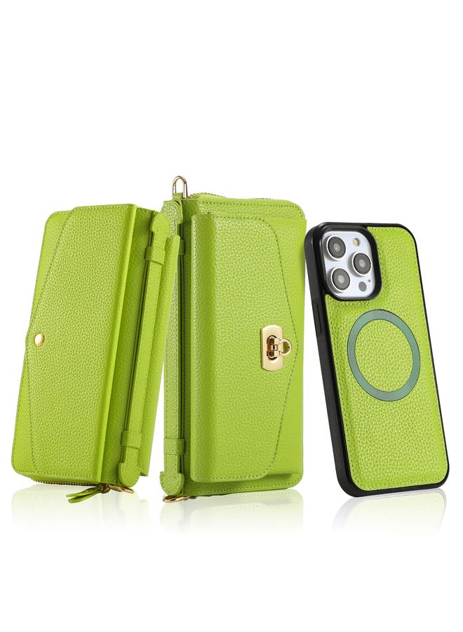 S-TOP Case For iPhone 14 Plus MagSafe Crossbody Multi-functional Zipper Wallet Litchi Leather Phone Case - Image 2