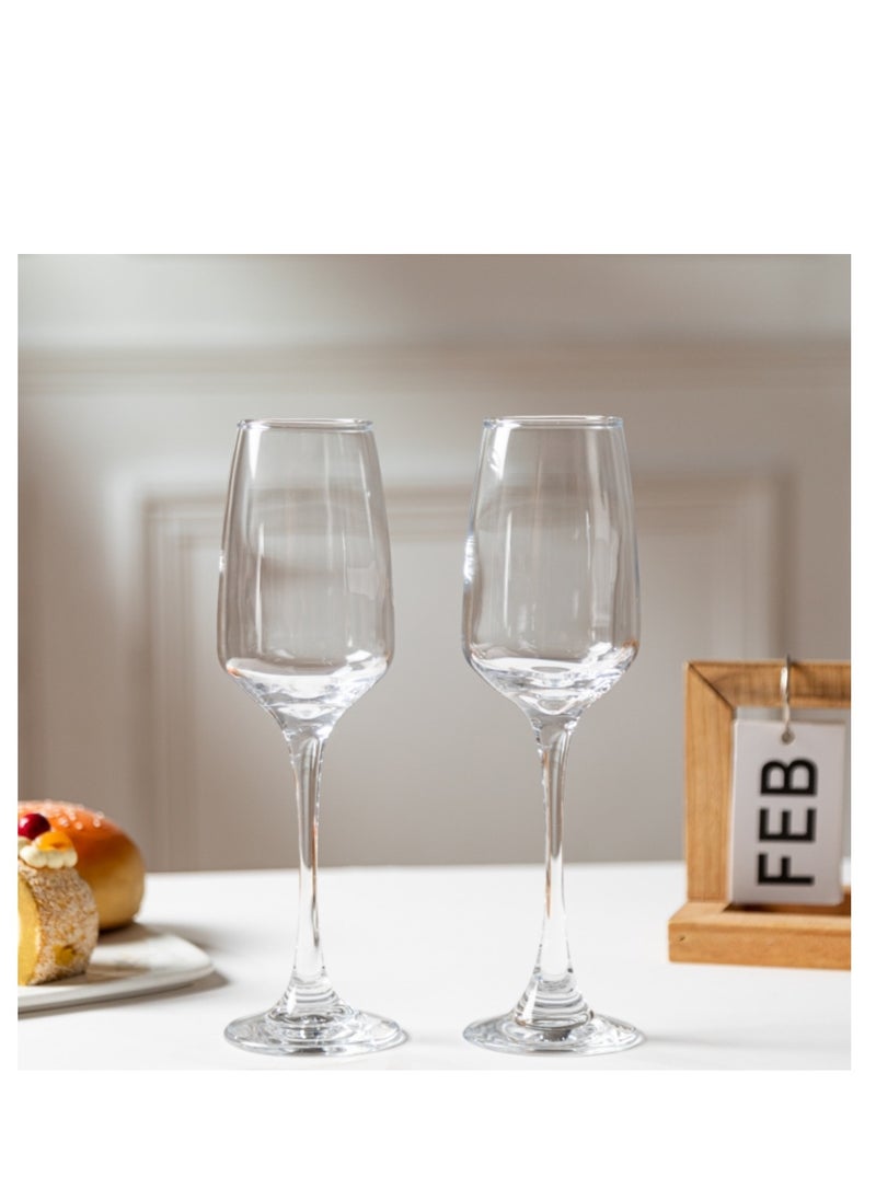 BLUE CORAL 6 Pcs Glasses Champagne Glasses Elegant Designed Hand Blown Lead Free Cups, 200ml  - Image 1