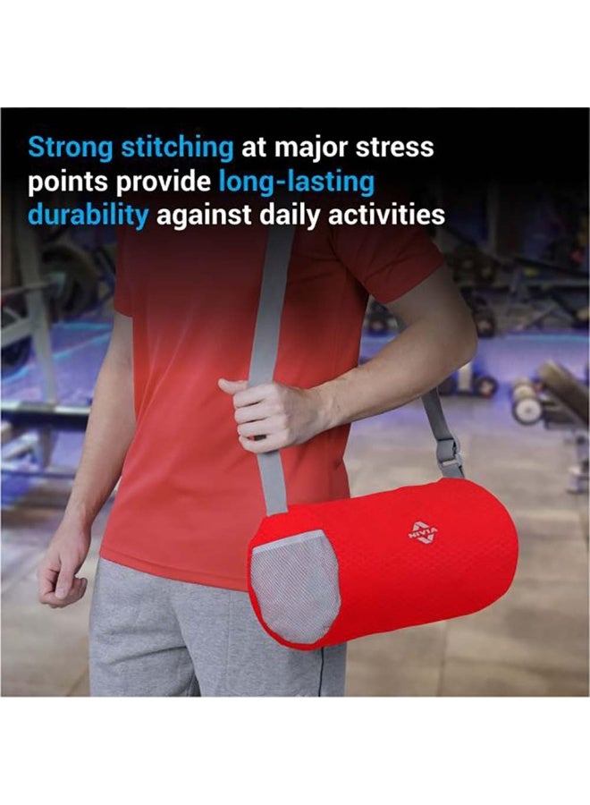 Nivia Basic Duffle Polyester Bag for Men & Women, Gym Bags, Adjustable Shoulder Strap, Side Mesh Pocket, Gym Duffle Bag (Red/Grey),Capacity-11 litres - Image 4
