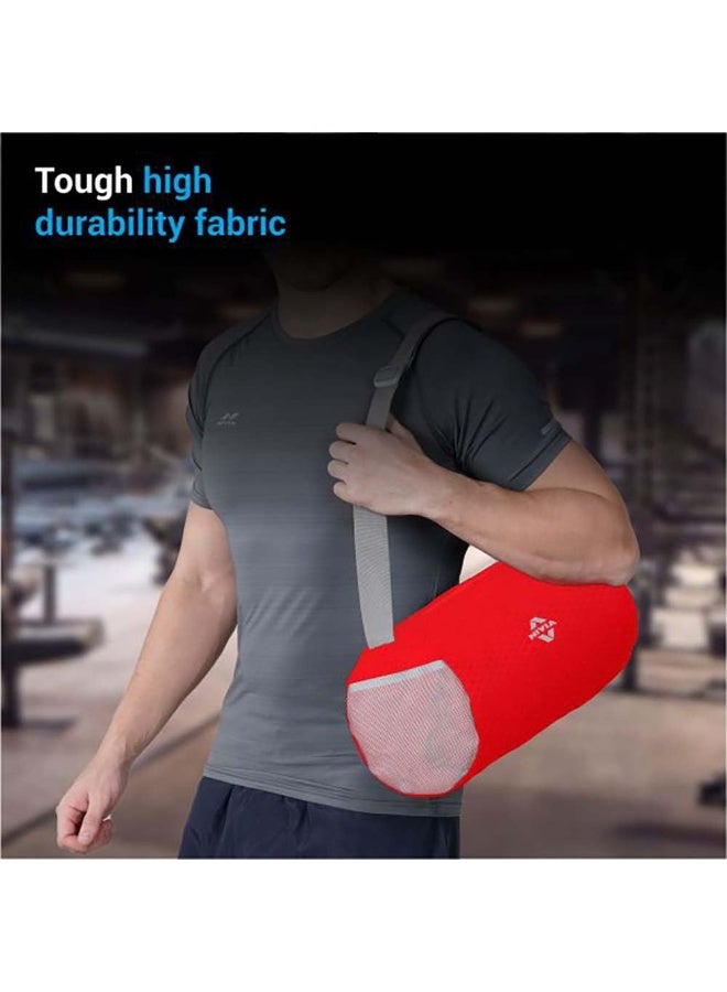 Nivia Basic Duffle Polyester Bag for Men & Women, Gym Bags, Adjustable Shoulder Strap, Side Mesh Pocket, Gym Duffle Bag (Red/Grey),Capacity-11 litres - Image 3