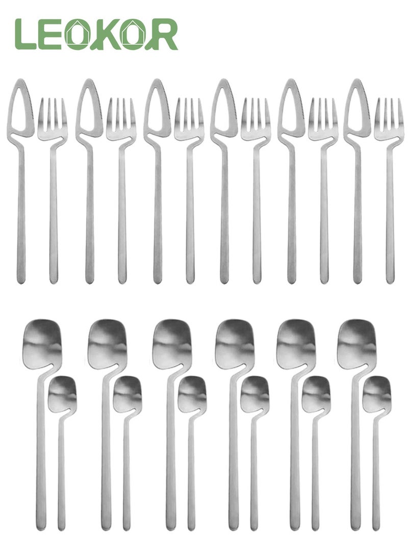 24 PCS Hangable Flatware Set with Knives Spoons and Forks Stainless Steel Flatware Set for 6 Persons Silver - pzsku/Z87D4749BD96A2E461E2CZ/45/_/1701860113/884b8b67-21ac-41da-9814-ac477c792075