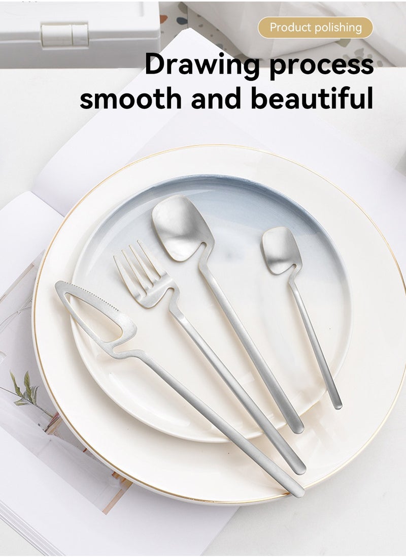 24 PCS Hangable Flatware Set with Knives Spoons and Forks Stainless Steel Flatware Set for 6 Persons Silver - pzsku/Z87D4749BD96A2E461E2CZ/45/_/1701860114/06d0f6e7-5496-4693-8128-4f07c85158dd