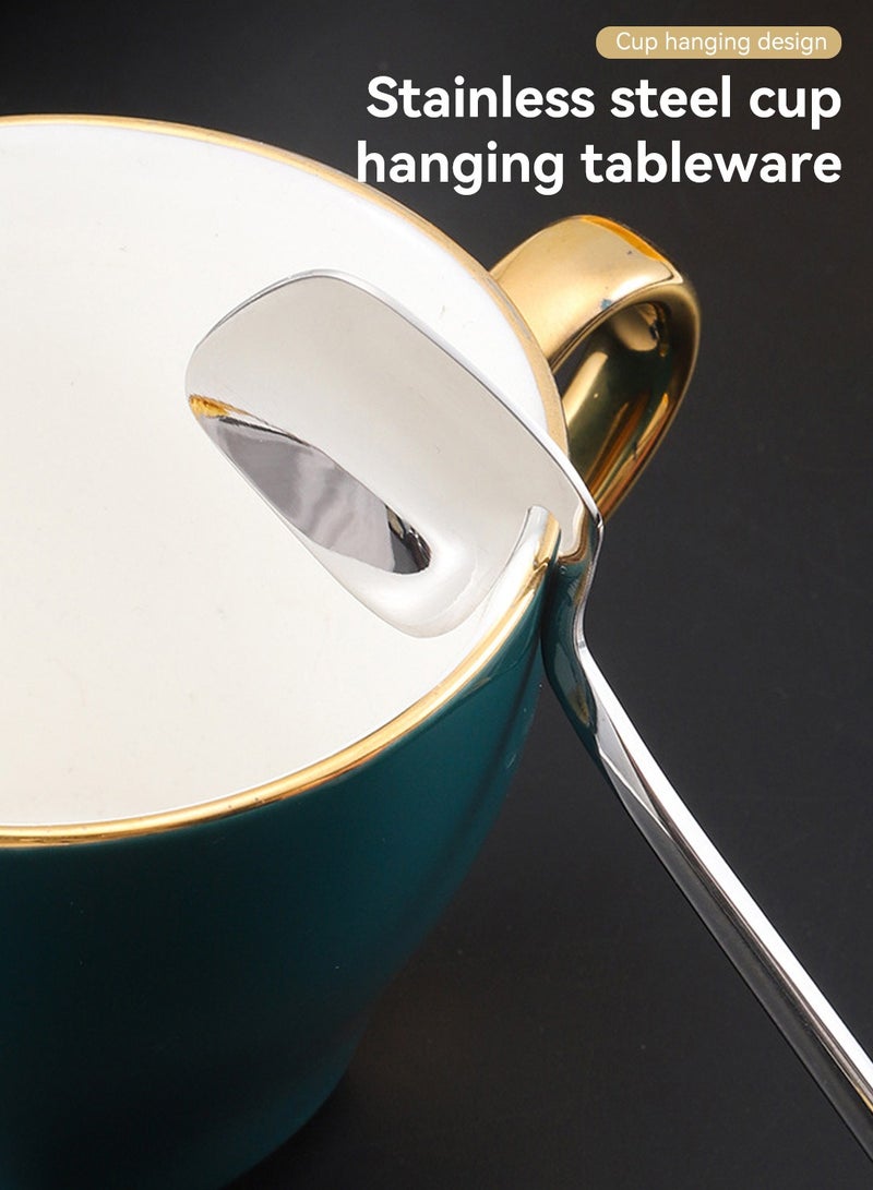 LEOKOR طقم أدوات مائدة قابلة للتعليق مكون من 24 قطعة مع سكاكين وملاعق وشوك طقم أدوات مائدة من الفولاذ المقاوم للصدأ لستة أشخاص فضي - Image 5