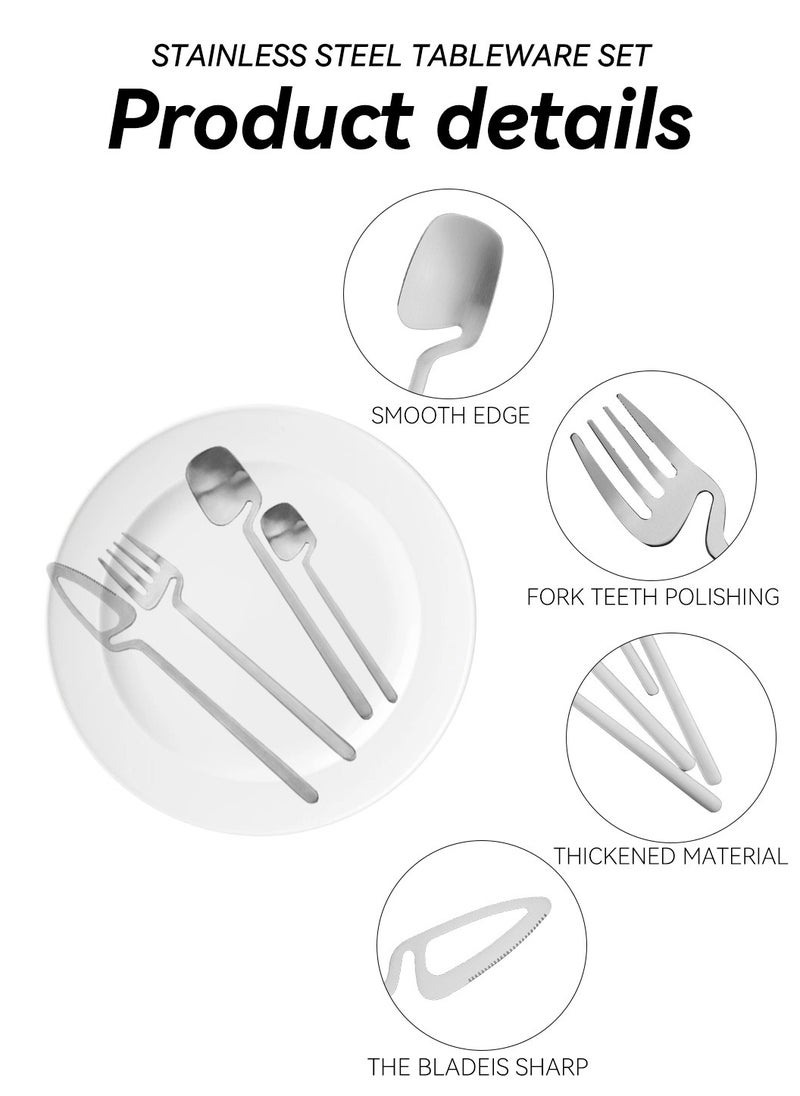 24 PCS Hangable Flatware Set with Knives Spoons and Forks Stainless Steel Flatware Set for 6 Persons Silver - pzsku/Z87D4749BD96A2E461E2CZ/45/_/1701860117/0b681072-2264-4ff1-bc95-ae78a92a0206