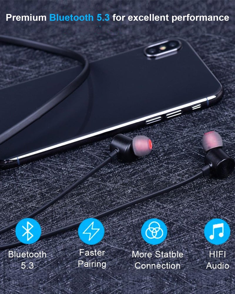 NANAMI Earbuds, Update Bluetooth Wireless Headphones, IPX7 Waterproof, in-Ear Earphones with Mic, Magnetic Neckband, HiFi Stereo Deep Bass Noise Cancellation Headsets,18 Hours Playtime for Gym,Sports - Image 2