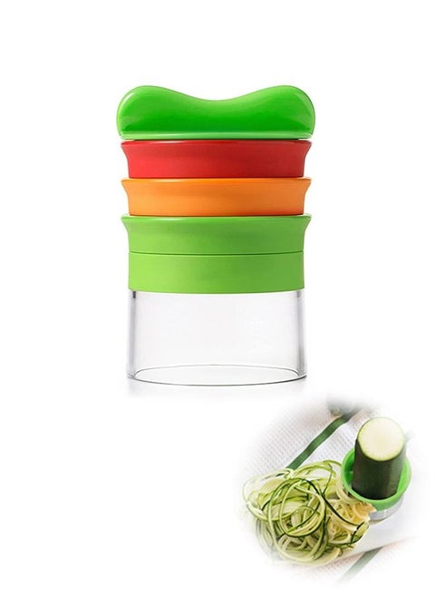 Handheld 3 Blade Adjustable Spiralizer Vegetable Slicer, 3 In 1 Stainless Steel Anti Rust Blade ABS Handle Spiral Cutter, Low Carb Vegan Meals Salad Slicer (Green)