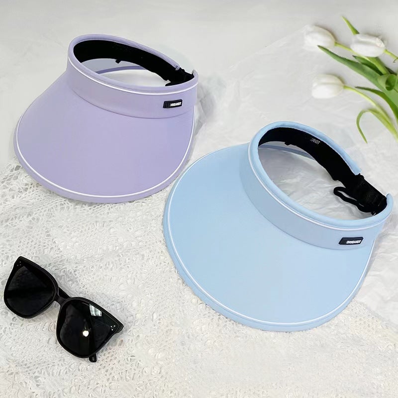 Women's Wide Brim Sun Hat with UV Protection, Adjustable, Hollow Top, Candy Colors - Summer 2025 - Image 3