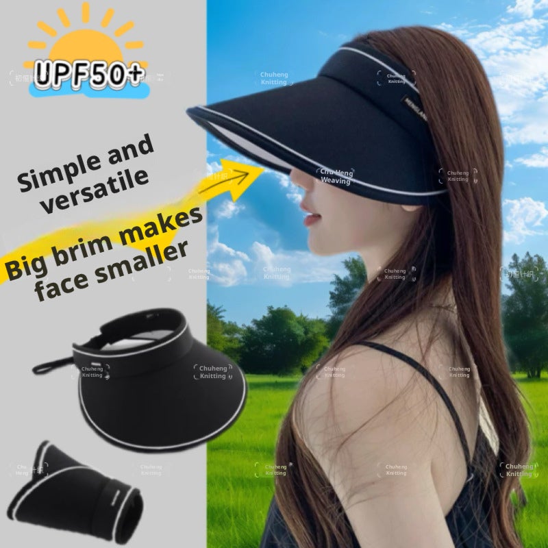 Women's Wide Brim Sun Hat with UV Protection, Adjustable, Hollow Top, Candy Colors - Summer 2025 - Image 1