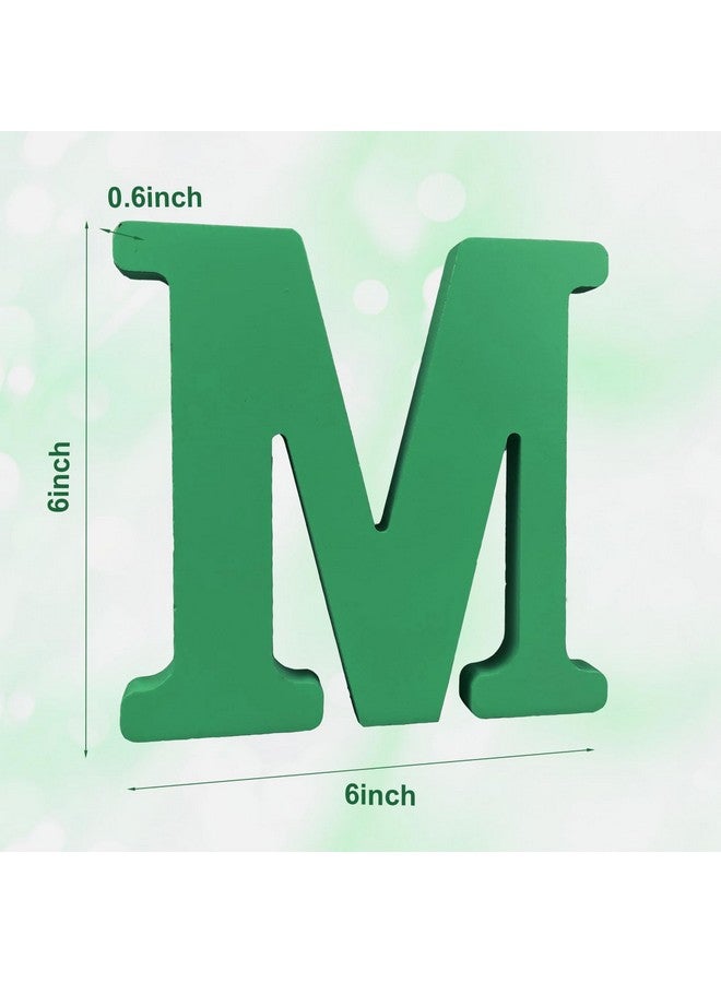 AOCEAN 6 Inch Green Wood Letters Unfinished Wood Letters for Wall Decor Decorative Standing Letters Slices Sign Board Decoration for Craft Home Party Projects (M) - Image 2