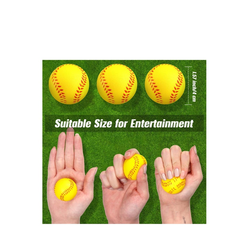 SOLARAE Mini Softball Stress Ball Foam Sports Balls Party Favor Tiny Baseball Toys for Stress Relief, Party Bag Gift Fillers, School Carnival Reward, Ball Games(Yellow) - Image 5