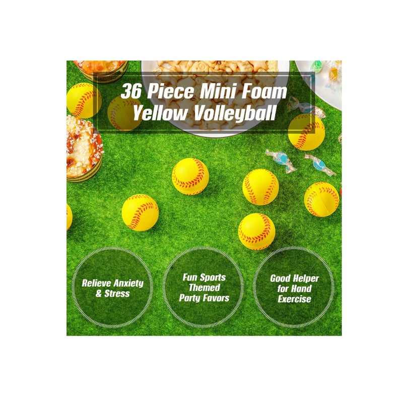 SOLARAE Mini Softball Stress Ball Foam Sports Balls Party Favor Tiny Baseball Toys for Stress Relief, Party Bag Gift Fillers, School Carnival Reward, Ball Games(Yellow) - Image 2