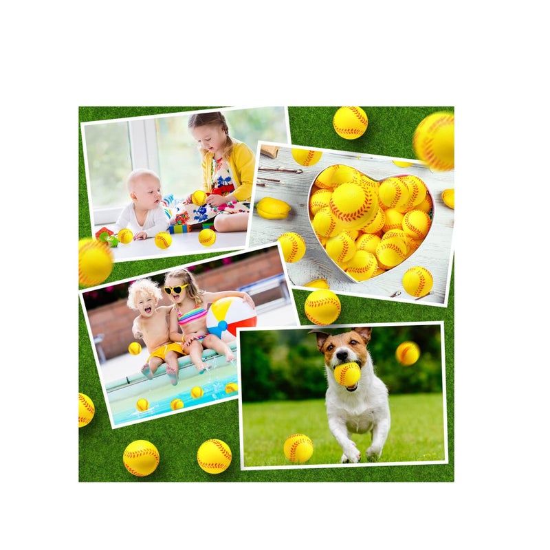 SOLARAE Mini Softball Stress Ball Foam Sports Balls Party Favor Tiny Baseball Toys for Stress Relief, Party Bag Gift Fillers, School Carnival Reward, Ball Games(Yellow) - Image 4