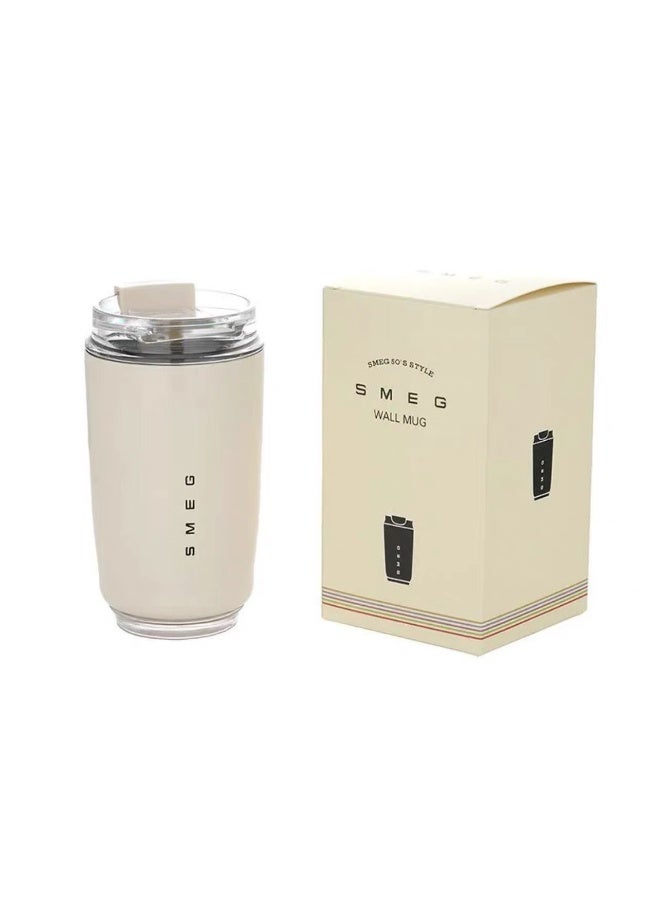 SMEG Retro Milk White 320ml Double-Walled Vacuum Stainless Steel Insulated Mug 360° Leak-Proof Car Travel Portable Coffee Cup One-Click Direct Drinking Hot and Cold Dual-Use Four Options Available - Image 2