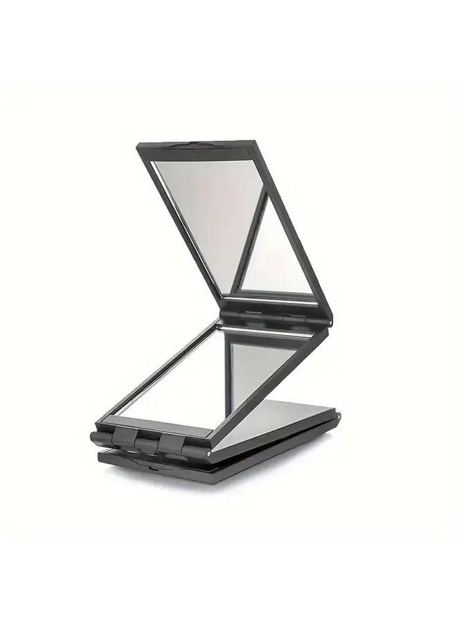 Portable Foldable Travel Makeup Mirror Black Compact Plastic Glass Surface For Teens And Adults - Image 2