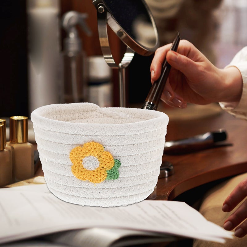 2Pcs Cotton Rope Woven Baskets Cartoon Storage Basket Mini Snack Toy Baskets - Image 2