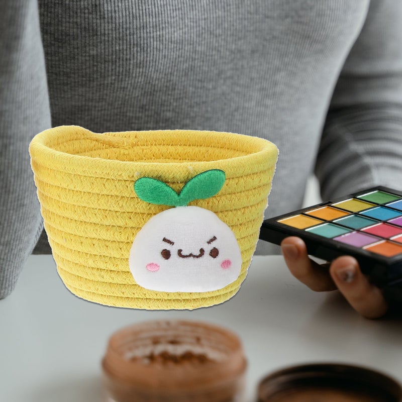 2Pcs Cotton Rope Woven Baskets Cartoon Storage Basket Mini Snack Toy Baskets - Image 5