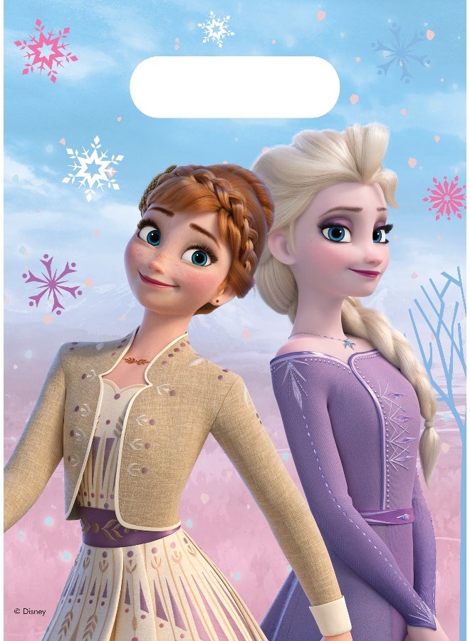 Ciao Disney Frozen II “Wind Spirit” Party Bags – Pack of 6 Goodie Bags with Anna & Elsa Design, Winter-Themed Favor Bags for Girls Birthday Parties and Frozen Celebrations - Image 1