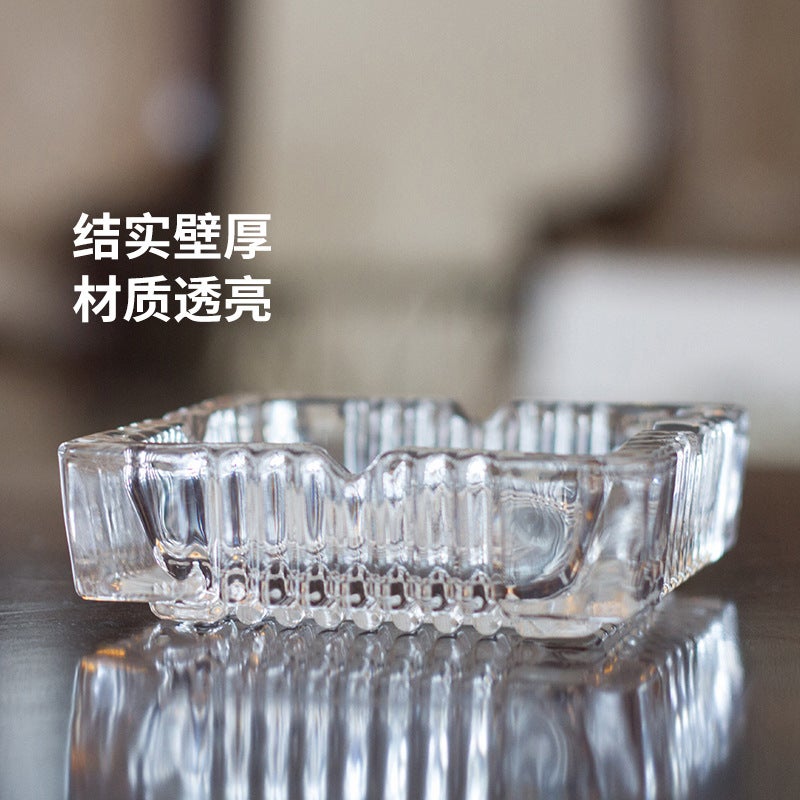 Deli Ashtray Living Room Office Large, Medium And Small Transparent Glass Cylinder Simple And Generous Thickened Glass Ashtray - Image 3