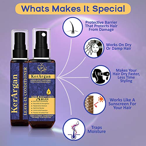 Just Peachy Leave-in Hair Conditioner Mist For Women | Keratin, Argan Oil & Vitamin E | Shining, Detangling & Strengthen Hair | 200ml - Image 2
