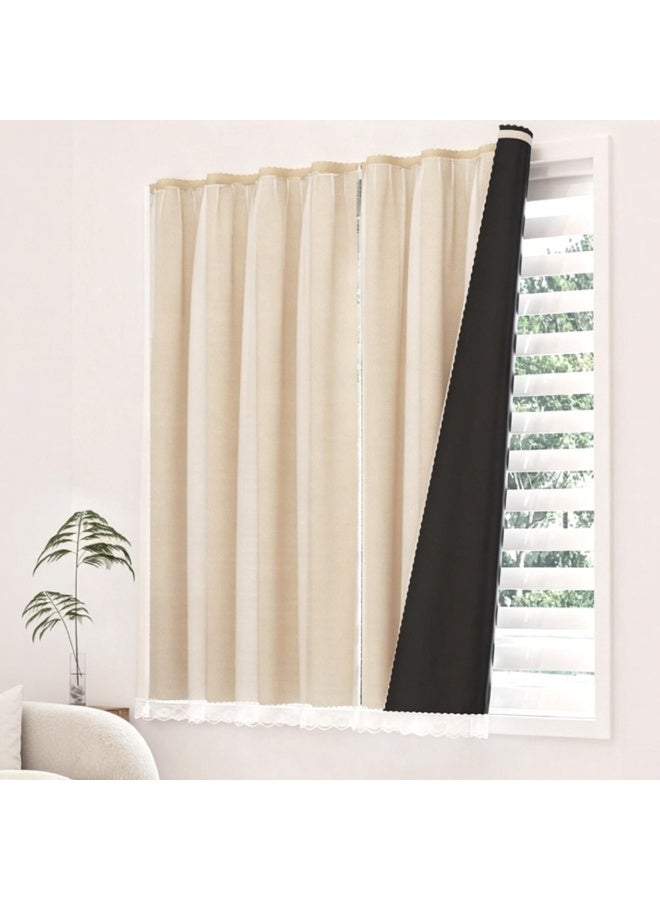 Non drilling Velcro Curtains - No drilling holes, no rods, easy to install blinds, bay screen curtains, adhesive curtains suitable for protecting window privacy - Image 1