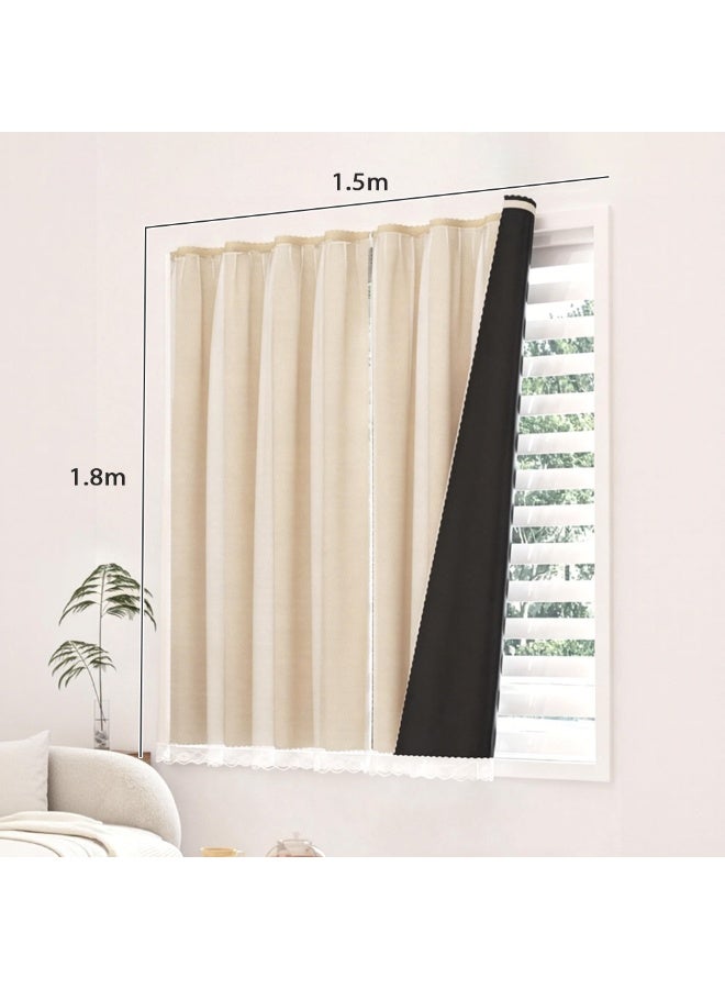 Non drilling Velcro Curtains - No drilling holes, no rods, easy to install blinds, bay screen curtains, adhesive curtains suitable for protecting window privacy - Image 2