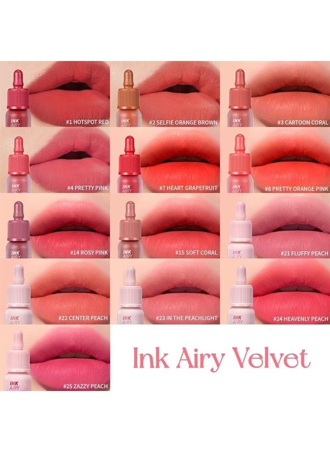 Peripera أحمر شفاه Ink Airy Velvet Lip Tint، سائل للشفاه (0.14 أونصة سائلة، 023 IN THE PEACHLIGHT)  - Image 2