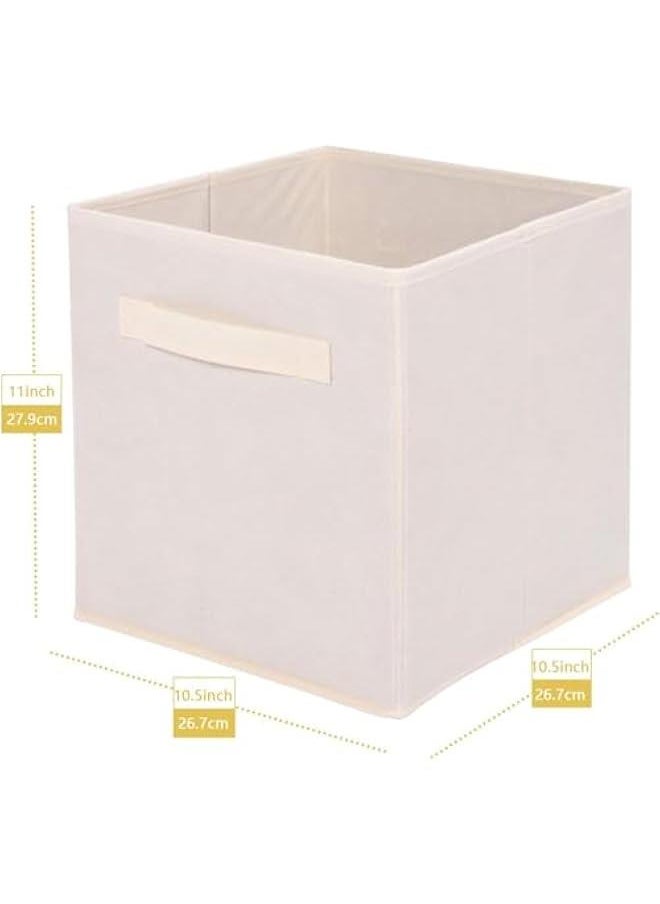 هوكور - SupWolf Fabric Storage Cubes, Cloth Cubby Storage Bins for Home Bedroom Closet Drawers Cube Organizer, Foldable, Beige, 10.5×11 inches, Set of 6 - Image 1