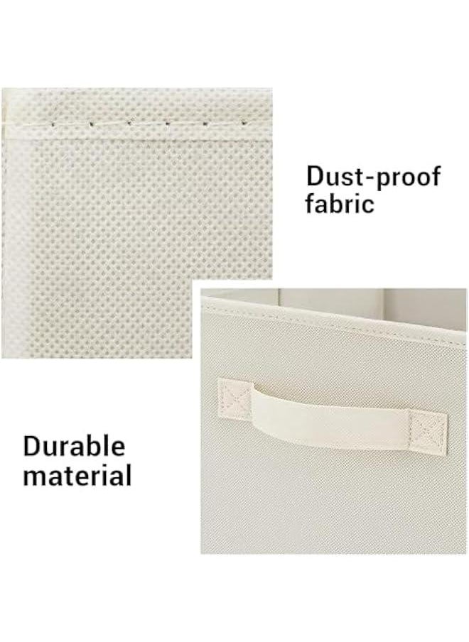 هوكور - SupWolf Fabric Storage Cubes, Cloth Cubby Storage Bins for Home Bedroom Closet Drawers Cube Organizer, Foldable, Beige, 10.5×11 inches, Set of 6 - Image 1