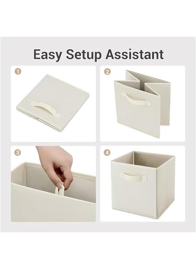 هوكور - SupWolf Fabric Storage Cubes, Cloth Cubby Storage Bins for Home Bedroom Closet Drawers Cube Organizer, Foldable, Beige, 10.5×11 inches, Set of 6 - Image 1
