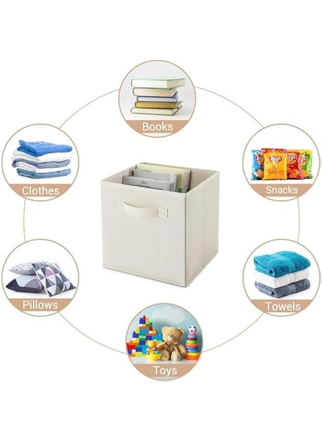 هوكور - SupWolf Fabric Storage Cubes, Cloth Cubby Storage Bins for Home Bedroom Closet Drawers Cube Organizer, Foldable, Beige, 10.5×11 inches, Set of 6 - Image 1