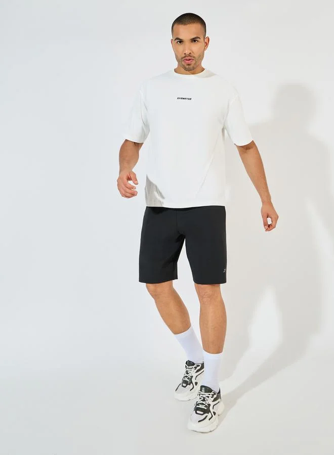 Styli Oversized Slogan Training T-Shirt with Pintuck Detail