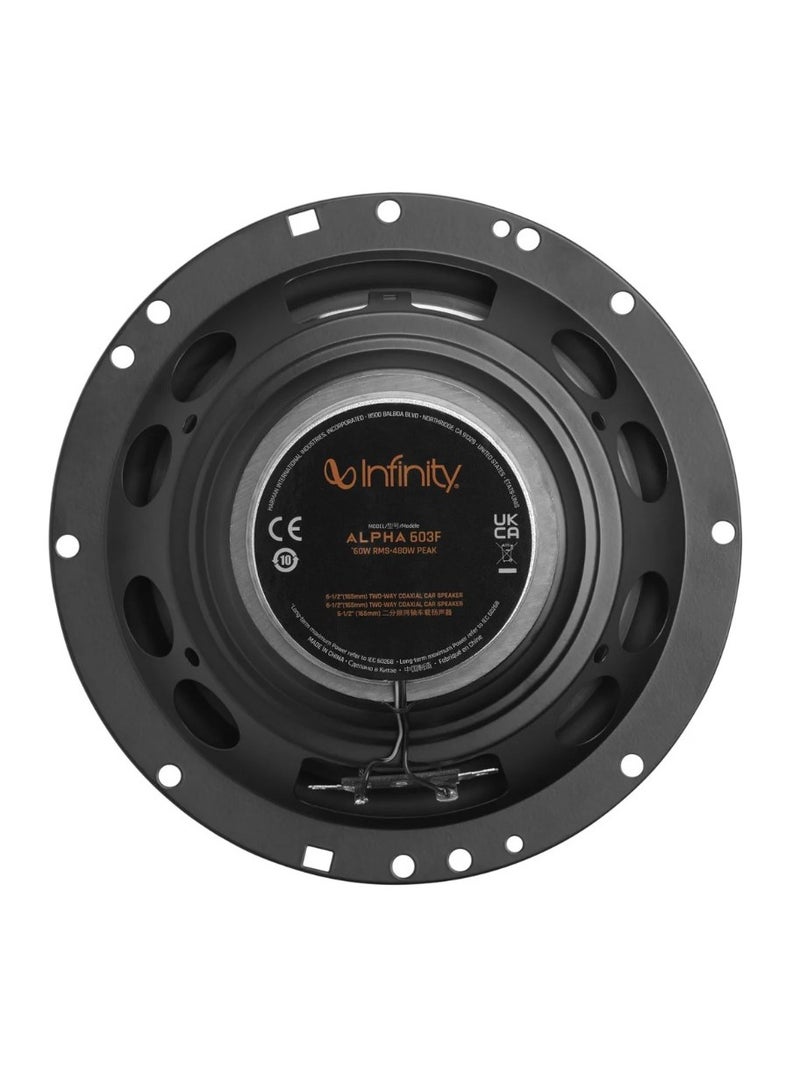 Infinity Alpha 603F 6.5" Coaxial Car Audio Speaker – 60W RMS, 480W Peak - Image 3