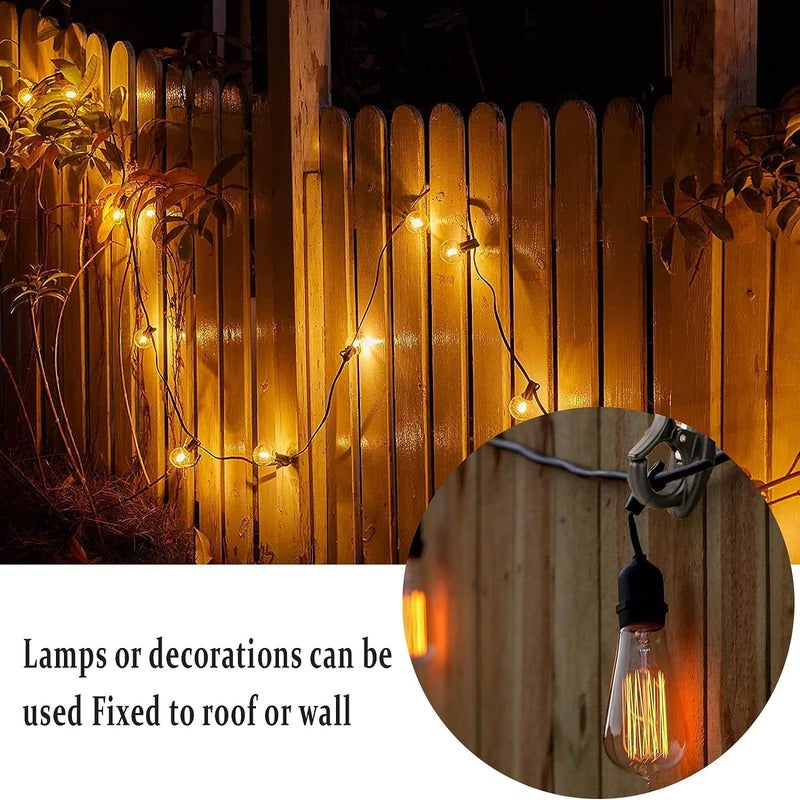 Lewufe Outdoor String Lights Hooks, Screw Hooks for Hanging Christmas Lights, Light Hanger Hooks for Patio Lights, Light Wire and Plants - Black, 20 Pack - Image 2