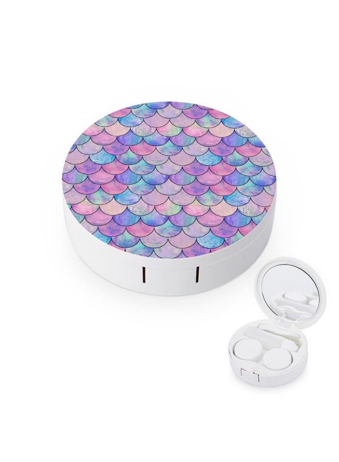 PutDiDi Mermaid Rainbow Contact Lens Case Colored Contact Lens Box Holder Container with Mirror Portable Eye Contact Holder Travel Kit with Lens Cleaner Solution Bottle Tweezers Outdoor And Office Daily Use - Image 1