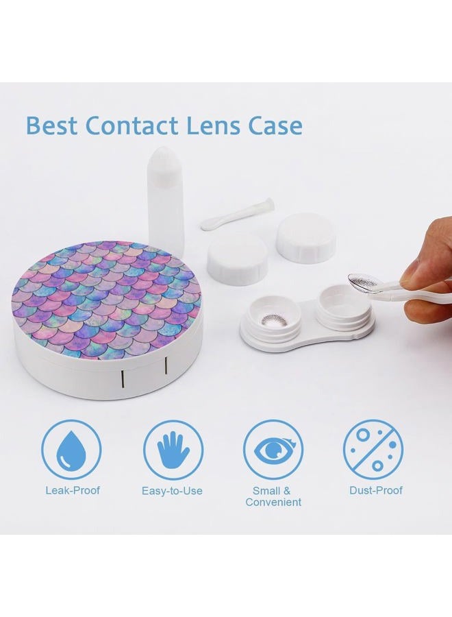 PutDiDi Mermaid Rainbow Contact Lens Case Colored Contact Lens Box Holder Container with Mirror Portable Eye Contact Holder Travel Kit with Lens Cleaner Solution Bottle Tweezers Outdoor And Office Daily Use - Image 3