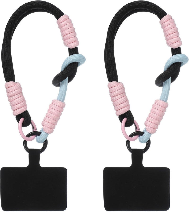 Colored Wrist Strap – Black and Pink with Pads, 2 Pieces, Adjustable, for Camera, Phone