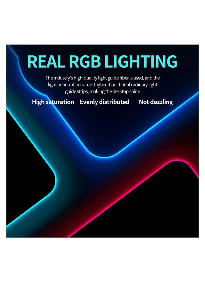 Generic - RGB Large Gaming Mouse Pad with Wireless Chargering, 15W LED Big Keyboard Mousepads Mat, Premium Microfiber Cloth, Non-Slip Base, Spill-Resistant Computer Desk Pad Mat, 32X12in - Image 1