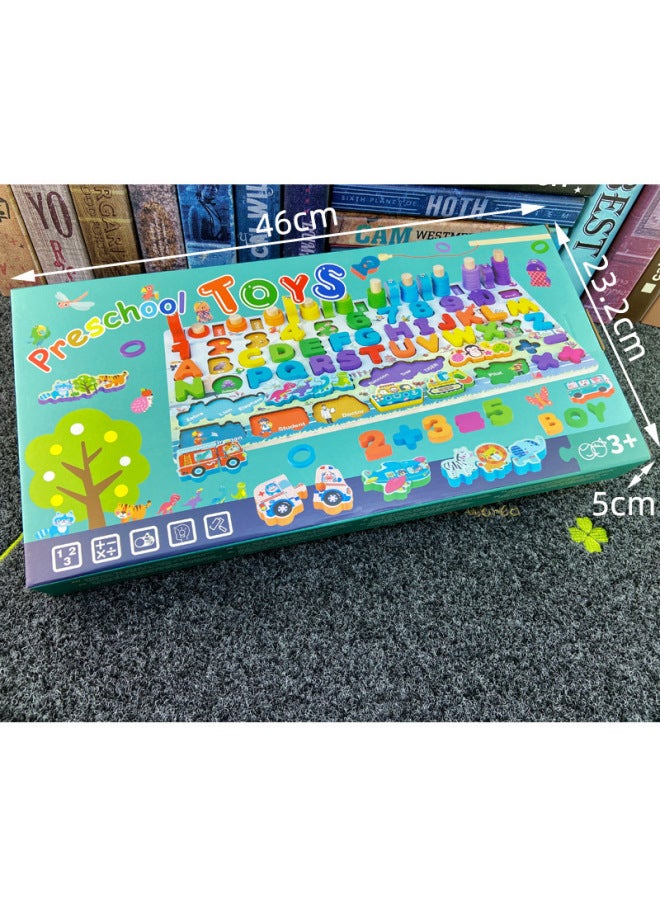 Hot-selling Children's Toys Digital Puzzle Building Blocks Assembled Early Education Educational Boys' And Girls' Baby Fishing Logarithmic Board-Color:Traffic Animal Full English Color Box - Image 1