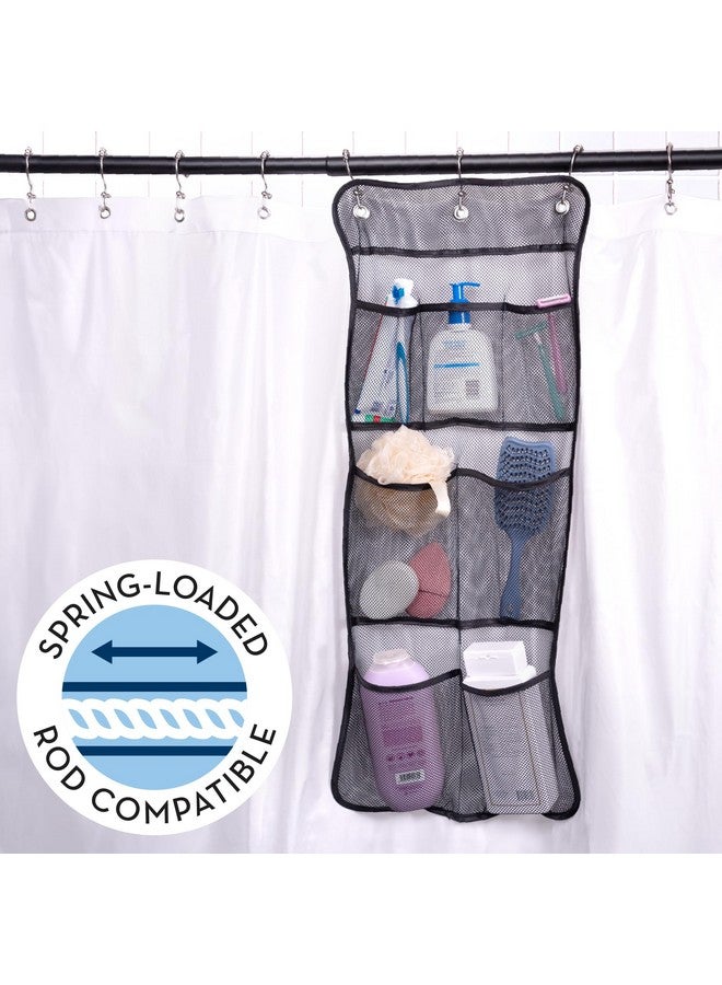S&T INC. Shower Organizer, Shower Caddy or Bathroom Organizer with Quick Drying Mesh, 7 Pockets to Hold Shampoo, Soap, Loofah, and Cruise Ship Essentials, 14 Inch by 30 Inch, Black, 2 Pack - Image 5