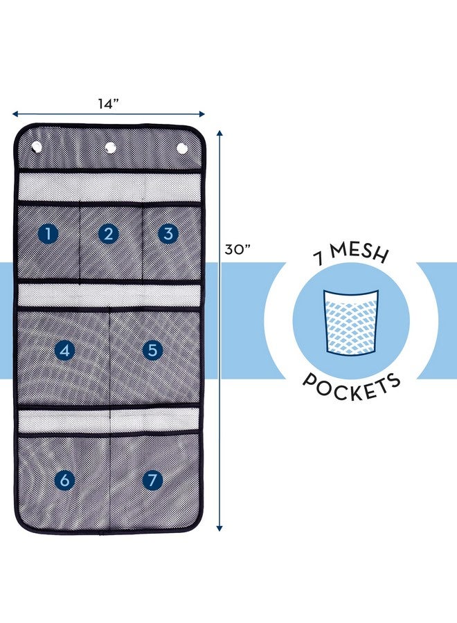 S&T INC. Shower Organizer, Shower Caddy or Bathroom Organizer with Quick Drying Mesh, 7 Pockets to Hold Shampoo, Soap, Loofah, and Cruise Ship Essentials, 14 Inch by 30 Inch, Black, 2 Pack - Image 3