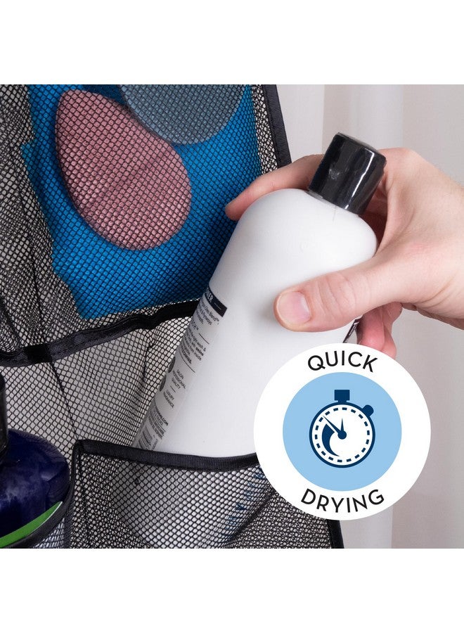 S&T INC. Shower Organizer, Shower Caddy or Bathroom Organizer with Quick Drying Mesh, 7 Pockets to Hold Shampoo, Soap, Loofah, and Cruise Ship Essentials, 14 Inch by 30 Inch, Black, 2 Pack - Image 4