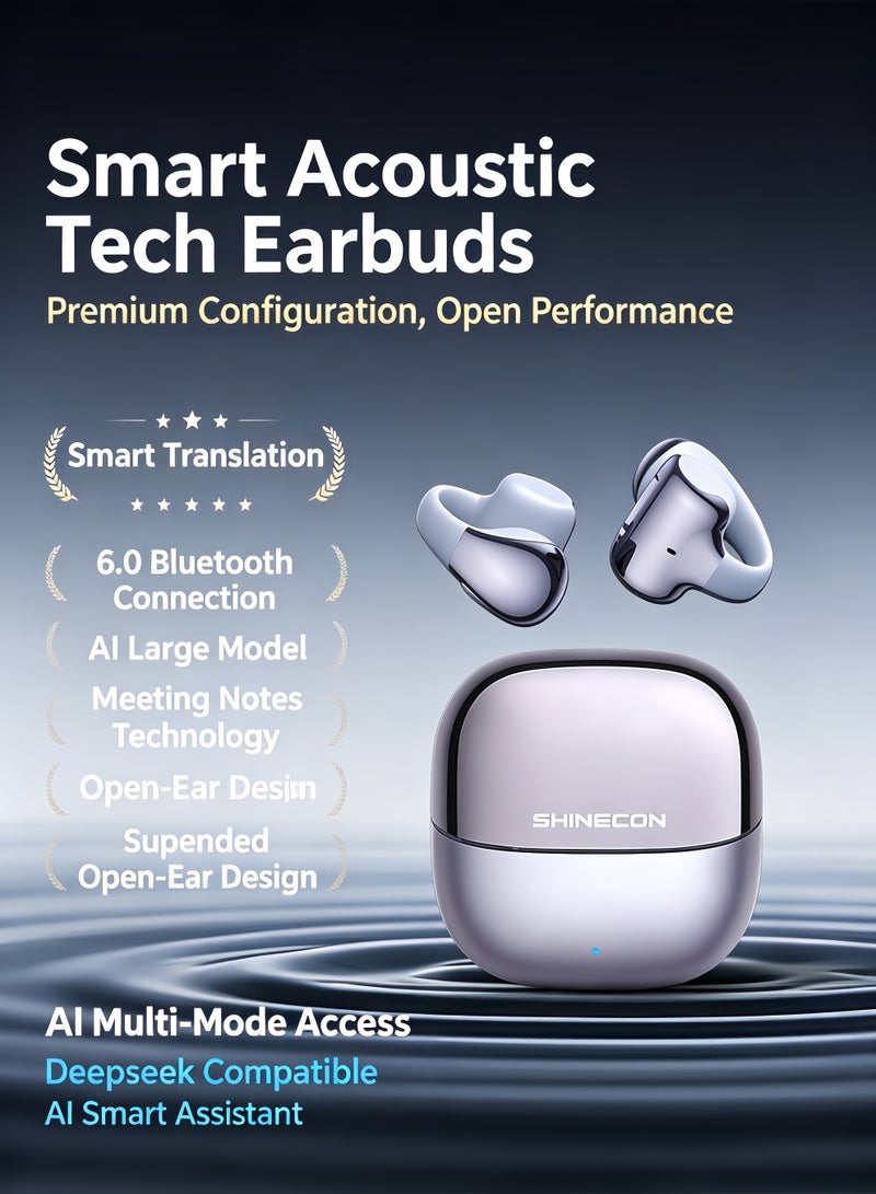 Smart Acoustic Tech AI Translation Bluetooth Ear Clip Earbuds