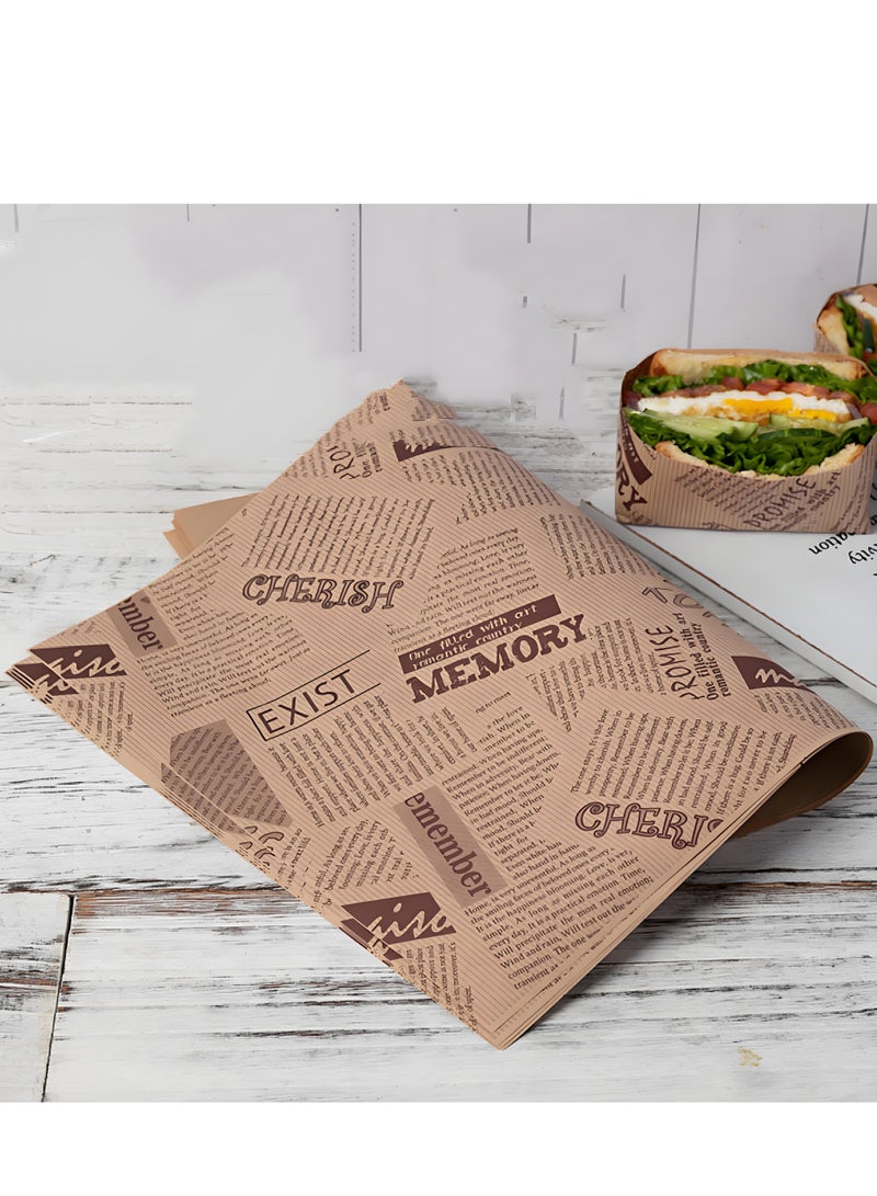 Lee Yon 100 Sheets Bread Sandwich Burger Fries Food Grade Oil Proof Paper Grease Greaseproof Wrappers Wrapping Baking Tools Gift Tissue, 38 x 28 cm - Image 3