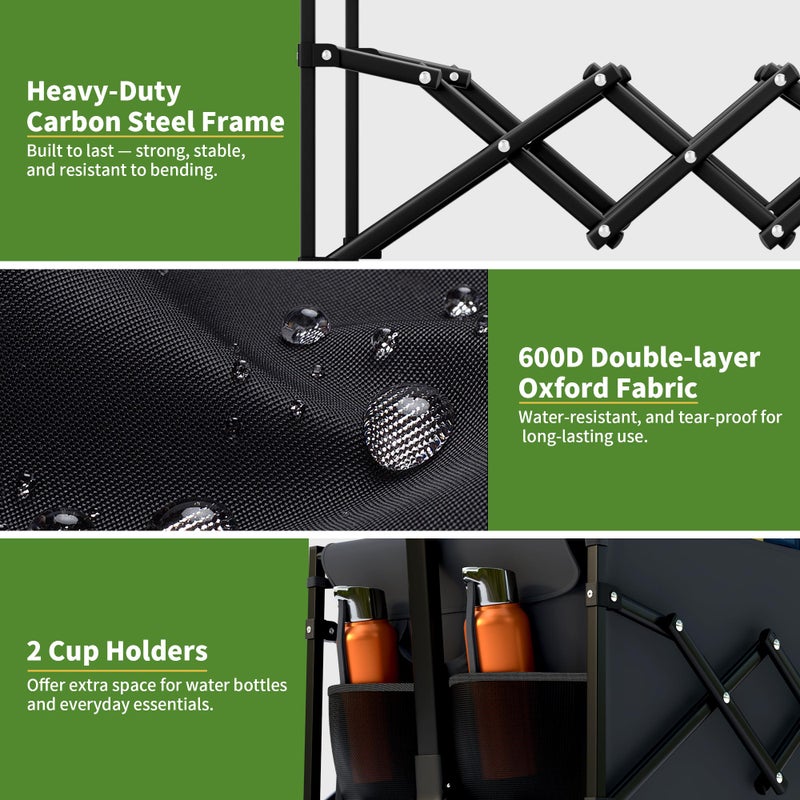 Hoople Collapsible Wagon with Wheels, Wagons Carts Foldable 220 lbs Heavy Duty, Folding Utility Wagon Cart with All-Terrain Wheels, Telescoping Handle & 2 Cup Holders for Beach Garden Grocery Shopping - Image 4