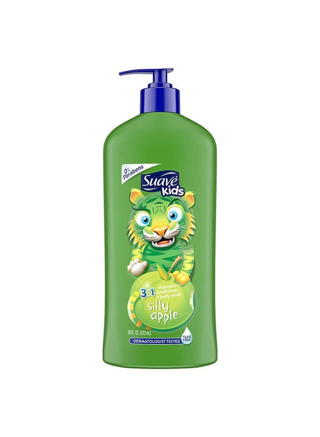 Suave Silly Apple 3-in-1 Shampoo, Conditioner, Body Wash - Image 1