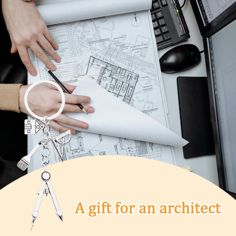 Yreamont Architect Keychain Gifts for Son Boyfriend Birthday Christmas Gifts for Engineer Gifts for Wife Husband Architect Teacher Gifts for Women Men Architect Student Gifts for Daughter Grandson - Image 4