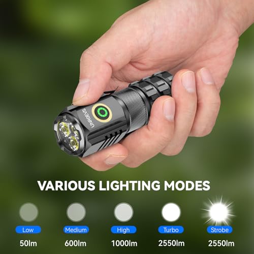 UNROEVS XC06 Mini Flashlight Rechargeable,Pocket Flashlight with Magnet,Super Bright Small Compact Flashlight,5 Modes EDC Flashlight for Camping,Emergency. (1, Black) - Image 2