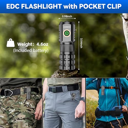 UNROEVS XC06 Mini Flashlight Rechargeable,Pocket Flashlight with Magnet,Super Bright Small Compact Flashlight,5 Modes EDC Flashlight for Camping,Emergency. (1, Black) - Image 4
