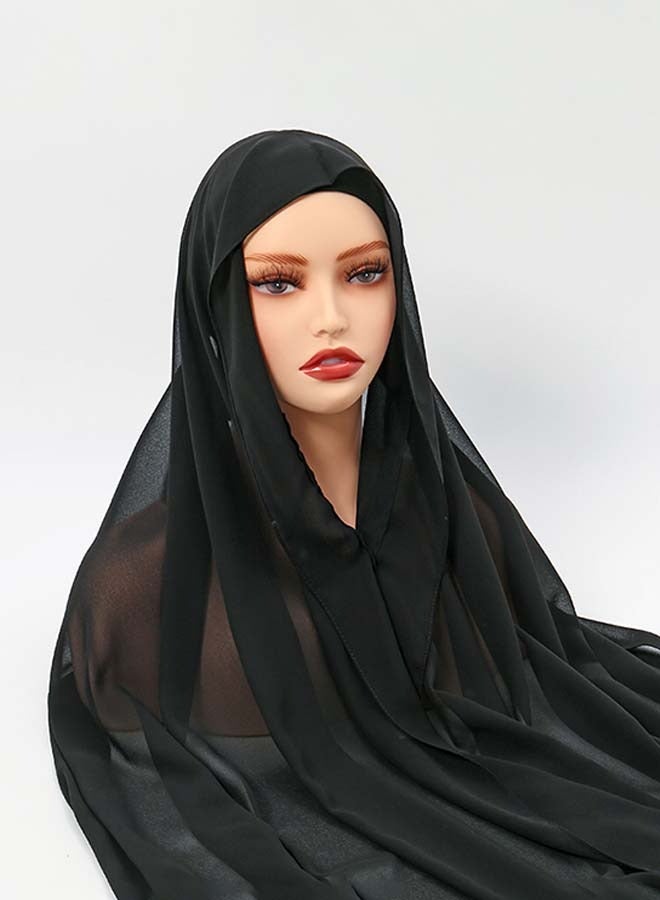 Instant Chiffon Hijab Set 3-in-1 Hijabs Solid Color Woman Scarf with Built-in Magnets and Undercap Head Wraps with Model Cap - Image 5